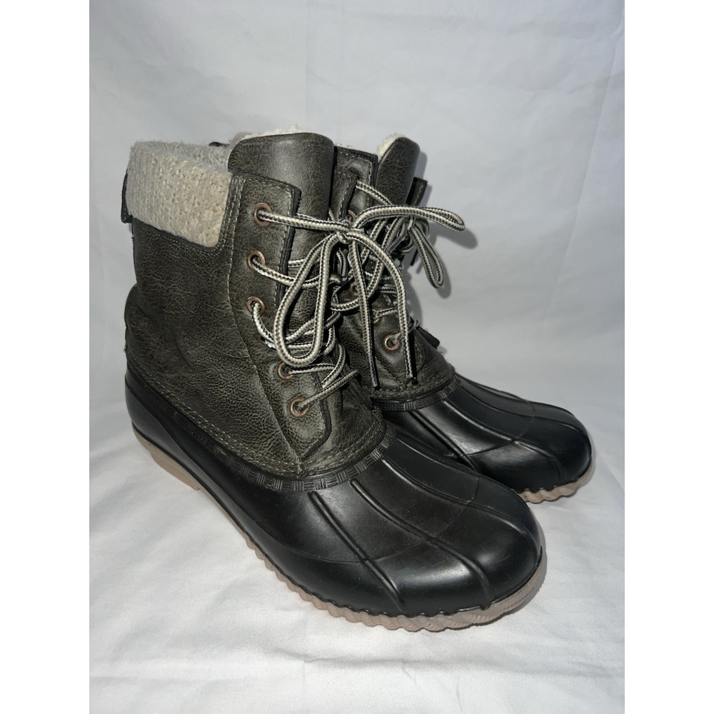 Magellan Outdoors Women's Dark Leather Duck Winter Boots Size 9 Sherpa Lined
